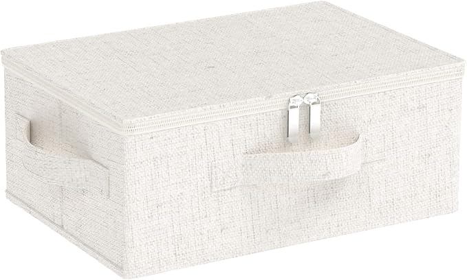 Underbed Storage Baskets with Lids,14.9x10.2x5.9in,Beige,1 Pack by Unknown