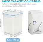 Vtopmart Large Food Storage Containers 5.2L / 175oz, 4 Pieces BPA Free Plastic Airtight Canisters for Flour, Sugar, Baking Supplies, Rice with Lids, 4 Measuring Cups and 24 Labels, Blue (Pack of 2) - Image 2
