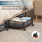 Under Bed Storage Containers, Shoe Storage With Wheels, Foldable Bedroom Storage Organization with Handles, Under Bed Storage Bins Drawer For Clothes, Blankets And Shoes, Bedding (2 Pack, Black) - Image 3