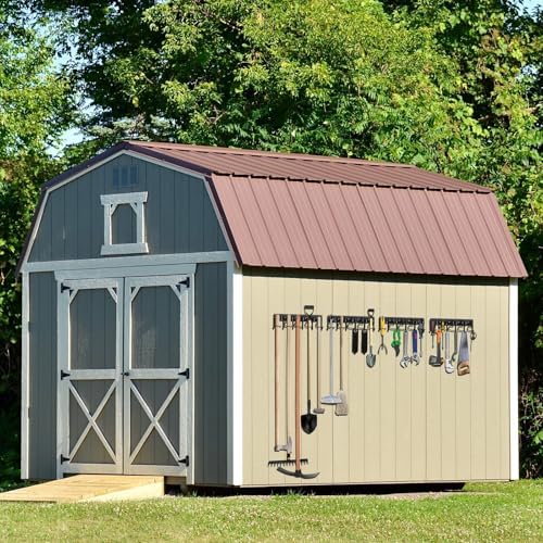 LEYU Metal Garage Tool Organizer Wall Mount, 2 Pack Garden Tool Organizer With Extension Cord Straps, Garage Organization Hooks and Hangers for Shed, Yard Storage, Wall Holder for Hanging Broom Mop - Image 2