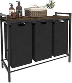 10 x 3 Gal Large Laundry Hamper, Rustic Brown and Black by WAALIJI