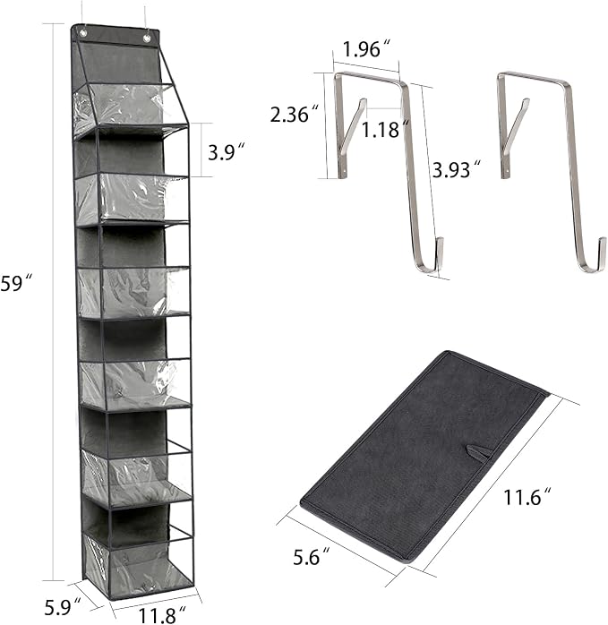 6-Shelf Over The Door Hanging Storage Closet Organizer (Grey) - Image 3