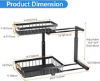 PXRACK Under Sink Organizer, Adjustable Height, 2 Tier Pull Out Under Cabinet Organizer, Slide Out Thickened Metal Under Sink Storage for Kitchen Bathroom Laundry Pantry Cabinet, Black, Large-1-Pack - Image 7