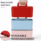 Multiuse Caddy Organizer with Handle, Portable Divided Plastic Tote Bin - Art Craft, Stationary Pen Marker Crayons, Makeup Hair Supplies Storage - Bathroom, Classroom, Dorm, Office, Desk Holder - Red - Image 7