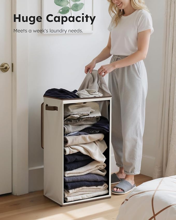 SOLEDI Slim Laundry Basket with Lid, Narrow Laundry Hamper for Small Space - Image 5
