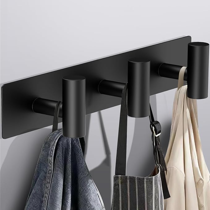 Bntuk Coat Rack Wall Mount - 3 Coat Hooks, Towel Racks for Bathroom Robes Bags Keys, Hat Rack Wall Towel Hooks Organizer (Black) by Bntuk