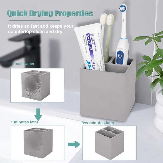Diatomite Toothbrush Holders Tooth Brush Organizer - Dark Gray - Image 3