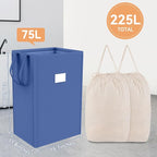 MCleanPin 210L Large Laundry Hamper Collapsible with 2 Washable Laundry Bags, Dirty Clothes Hamper, Laundry Basket with Handles Foldable Laundry Basket for Dorm College(Navy Blue) - Image 2