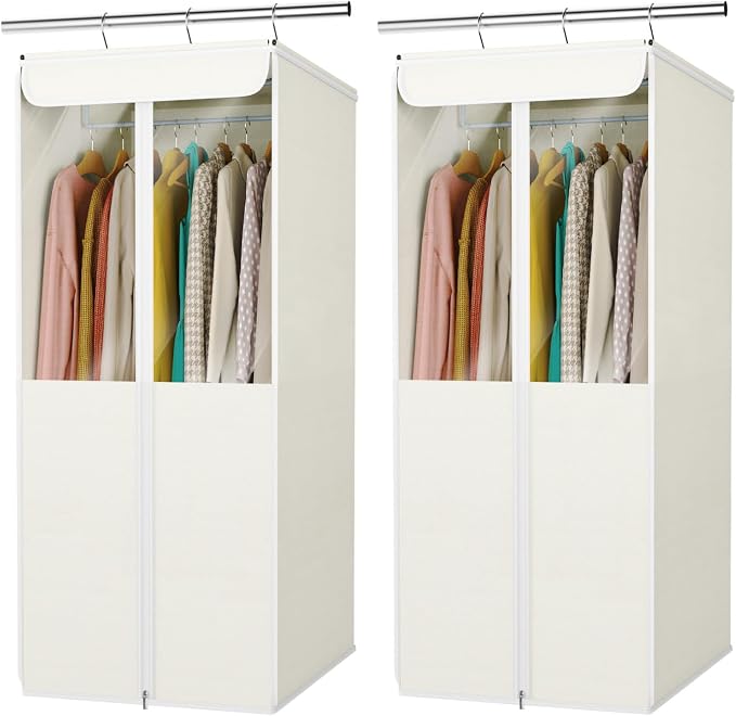 Univivi Garment Bags for Hanging Clothes, Cloth Bag 40 In, 2 PCS, Beige by Univivi