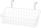 LeleCAT White Basket with hook Grid Storage Basket,Hang it behind a door or on a railing,Over the Cabinet Door,2 Pack - Image 6