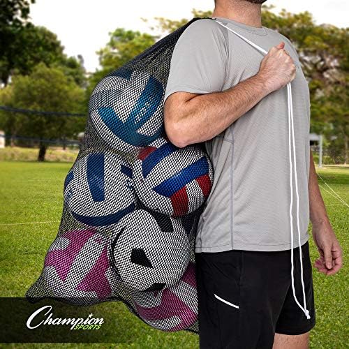 Champion Sports Mesh Equipment Bag – Heavy-Duty Nylon Drawstring Bag with Lock & ID Tag, Breathable Storage Sack for Balls, Swim Gear, Laundry & Toys, Multiple Sizes & Colors - Image 2