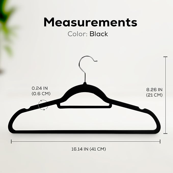 Utopia Home Premium Velvet Hangers, Black, 50 Pack - Image 4