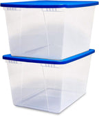 HOMZ 2-Pack Snaplock, Large Clear Plastic Storage Organizer Bins w/Lids, 56 Quart, Blue - Stackable Container Boxes for Bedroom, Bathroom, Garage, and Office Organization - Image 9