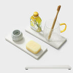 2PCS White Water Absorbing Diatomite Stone Drying Soap Dish Sink Vanity Tray for Bathroom/Kitchen Counter, Sponge Holder Mat Dispenser Rack Faucet Splash Guard Caddy Organizer, 9"x3.5" - Image 8