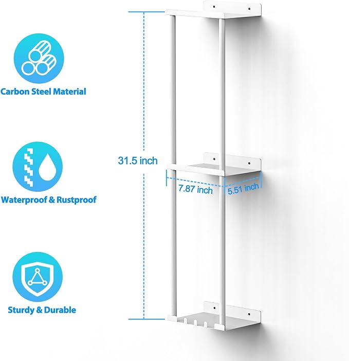 Liuoud Towel Rack for Bathroom, Wall Mounted Vertical Rolled Towel Storage Organizer Holder with Shelf, Holds Up 6 Large Bath Sheets, White - Image 2