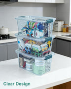 Storage Bins with Lids 6 Pack Clear Storage Containers, 7 Quart Stackable Plastic Containers with Secure Buckle Latch, Durable Storage Box Organizer for Pantry, Closet, Office & Classroom, Blue - Image 3