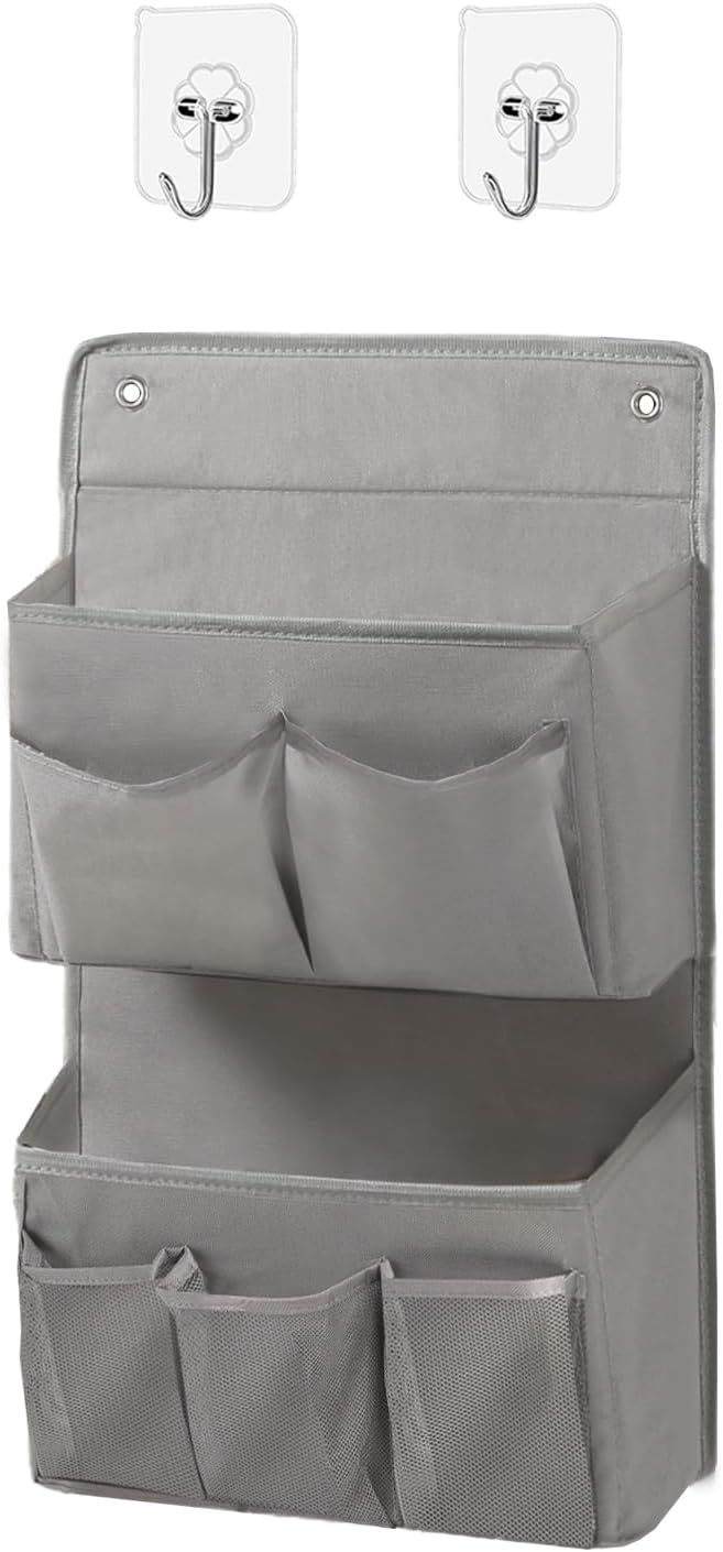 Wall Hanging Organizer – Over The Door Storage & Behind Door Organizer for Dormitory, Bathroom, Bedroom, Kitchen, Nursery, Space-Saving (Grey, 1 Pack) by Someteth