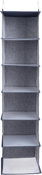 Household Essentials Hanging Cotton Blend Closet Organizer with 6 Storage Shelves, Denim - Image 6