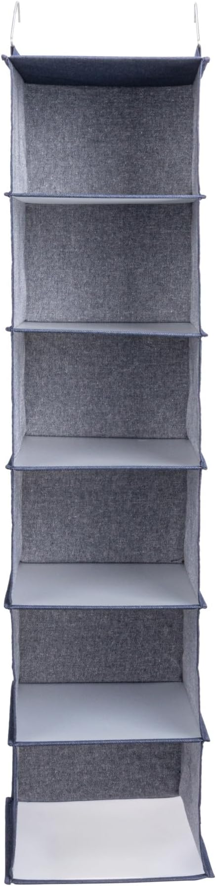 Household Essentials Hanging Cotton Blend Closet Organizer with 6 Storage Shelves, Denim - Image 6