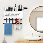 Rustic Hair Dryer Holder Wall Mounted,Hair Styling Tools & Accessories Organizer,Bathroom Supplies & hot Tools vanities Organizer Caddy,for Storage Flat Iron,Blow Dryer,Curling Iron (White) - Image 3
