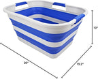 SAMMART 30L(8 gallon) Collapsible Plastic Laundry Basket - Foldable Pop Up Storage Container/Organizer - Space Saving Hamper/Basket - Water Capacity 24L(6.3 gallon) (1, Grey/Purplish Blue) - Image 8
