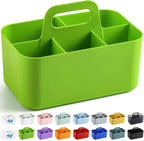 Multiuse Caddy Organizer with Handle, Portable Divided Plastic Tote Bin - Art Craft, Stationary Pen Marker Crayons, Makeup Hair Supplies Storage - Bathroom, Classroom, Dorm, Office, Desk Holder -Green - Image 8