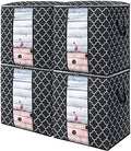 Storage Bags 4 Pack 100L Clothes Organization and Storage Containers | Large Blanket for Comforters,Bedding, Foldable Organizer with Reinforced Handle, Clear Window, Sturdy Zippers, Black by WiseLife