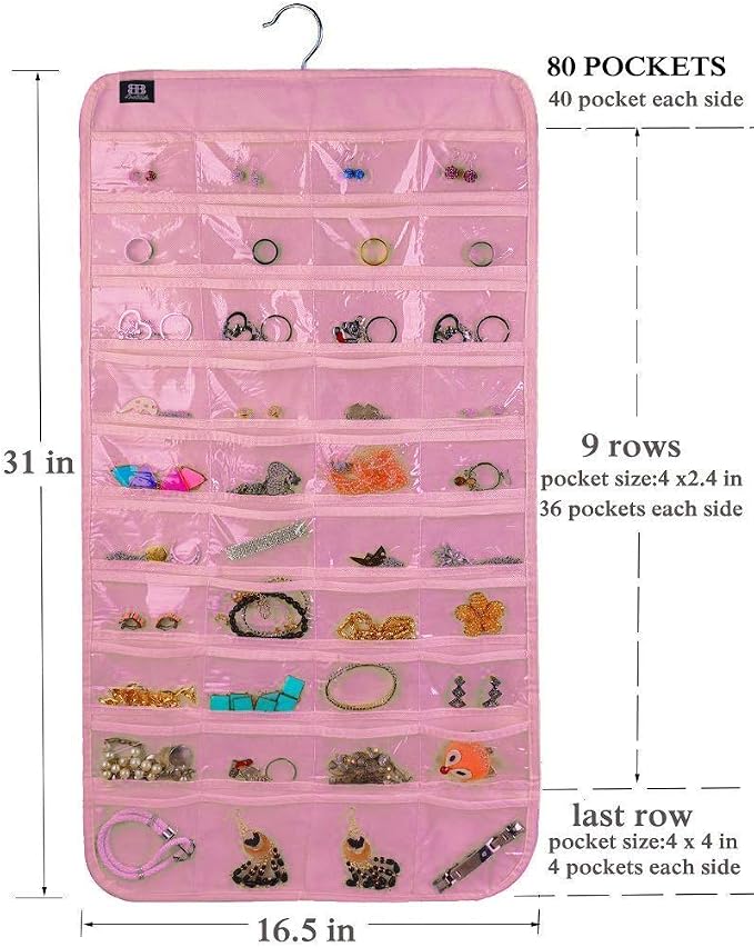 BB Brotrade Hanging Jewelry Organizer,Accessories Organizer,80 Pocket Organizer for Holding Jewelries - Image 6