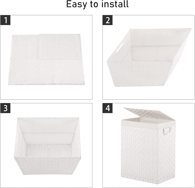 YOUDENOVA Handwoven Laundry Basket Hamper with Removable Liner Bag and Lid - Image 5