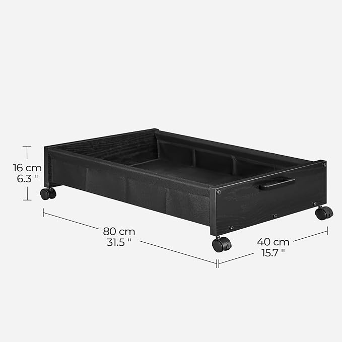 FOUCSSOMEI Under Bed Storage with Wheels, Wooden Under Bed Drawers On Wheels, Rolling Under Bed Shoe Storage, Space Saving, Black,50L - Image 5
