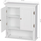 UTEX Bathroom Wall Cabinet Over Toilet, White Wall-Mounted Medicine Cabinet - Image 3