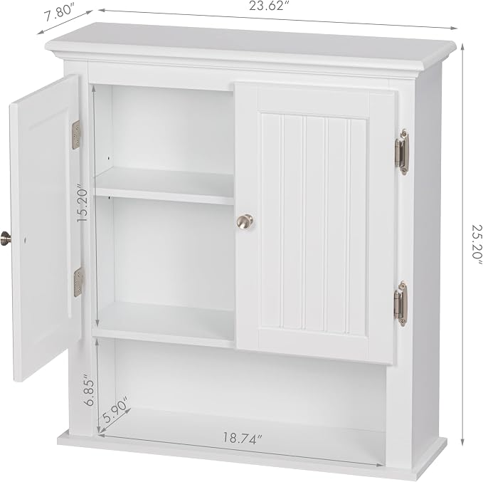 UTEX Bathroom Wall Cabinet Over Toilet, White Wall-Mounted Medicine Cabinet - Image 3