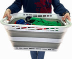 SAMMART 42L (11 Gallons) Collapsible Plastic Laundry Basket - Foldable Pop Up Storage Container/Organizer - Portable Washing Tub - Space Saving Hamper/Basket [BPA Free] (White/Grey) - Image 6