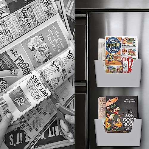 YOHOM Adhesive File Holder Plastic Document Folder Door No Drilling Mount Mail Magazine Organizer A4 Filing Envelopes Folder, Office Wall Mount Single Pocket(GREY, 2 PCS) - Image 4