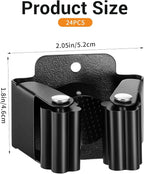24 Pcs Screwdriver Holder Wall Mount Broom Holder Wall Mount Heavy Duty Metal Mop Hanger Rack for Garage Kitchen Laundry Garden Tool Organizer Black - Image 2