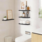 BAYKA Black Floating Shelves 15.7in, Set of 4, Wall Mount Rustic Wood Shelf - Image 5