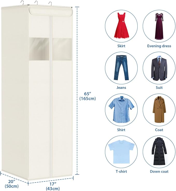 Zilink Long Garment Bags for Gowns Dress Bags for Gowns 65 in, Beige, 2Pack - Image 4
