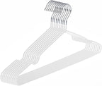 Ultra-Thin Metal Hangers, 10 Pack Non-Slip PVC Coated Space Saving Clothes Hangers for Closet, 16 inch Wide for Suits, Dresses, Jackets（White） by Unknown