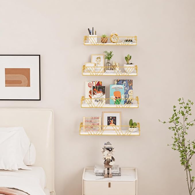 Amaoot Floating Shelves for Wall Set of 4, Wall Shelf Wood Floating Shelf - Image 4