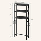 MAHANCRIS Over The Toilet Storage Rack, 3 Tier Bathroom Organizer Over Toilet, Freestanding Space Saver Toilet Stand with 2 Hooks, Bathroom Storage Shelf, Easy to Assemble, Black TSBK6001 - Image 2