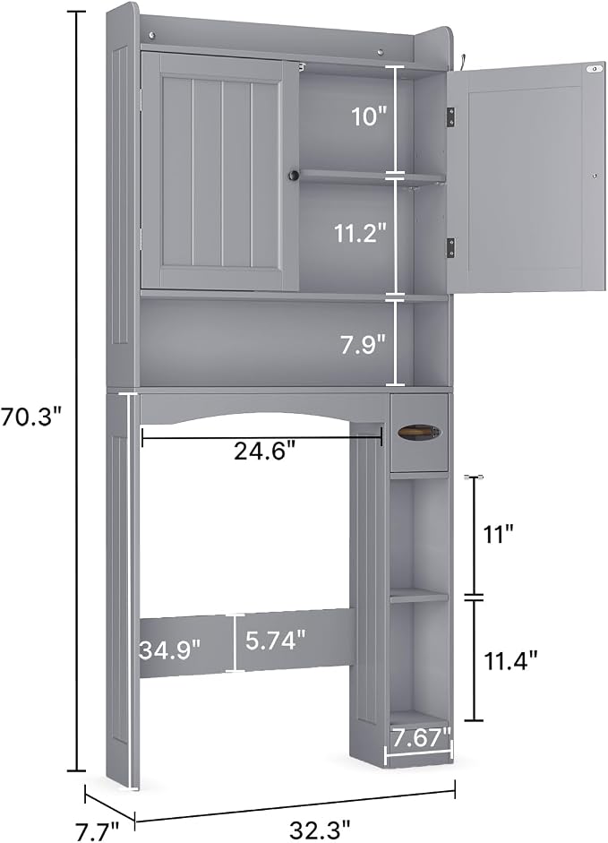 Ahomly Over The Toilet Storage Cabinet, 32.3" W, Espresso - Image 2