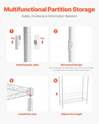 VEVOR Over the Washer and Dryer Storage Shelf, 5 Tier Laundry Room Drying Rack with Hanger Rod and Hooks, Adjustable Over Washer and Dryer Shelves, Laundry Room Shelf Storage Space Saver, White - Image 8