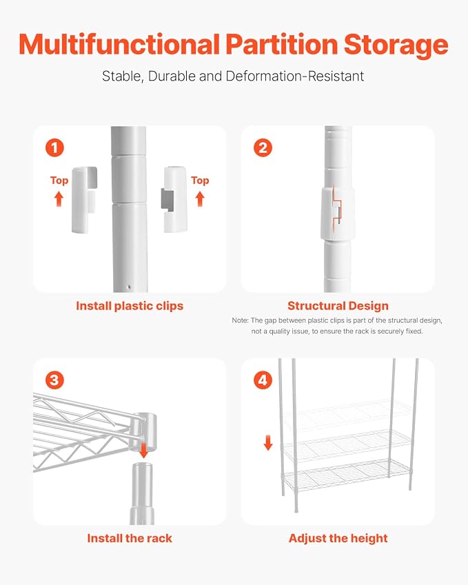 VEVOR Over the Washer and Dryer Storage Shelf, 5 Tier Laundry Room Drying Rack with Hanger Rod and Hooks, Adjustable Over Washer and Dryer Shelves, Laundry Room Shelf Storage Space Saver, White - Image 8
