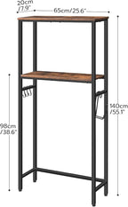 HOOBRO Over The Toilet Storage, 2-Tier freestanding Over the Toilet Storage, Bathroom Organizer Over Toilet with Toilet Paper Holder and Hooks, Space Saver for Room, Rustic Brown and Black BF49TS01 - Image 2