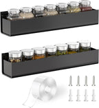 PMMASTO Adhesive Acrylic Spice Rack, Black- 2 Pack by PMMASTO
