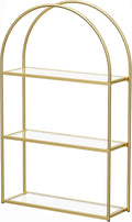 Crofy 3-Tier Arched Wall Shelf with Gold Frame & Transparent Shelves by CrofyLLC