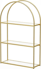 Crofy 3-Tier Arched Wall Shelf with Gold Frame & Transparent Shelves by CrofyLLC
