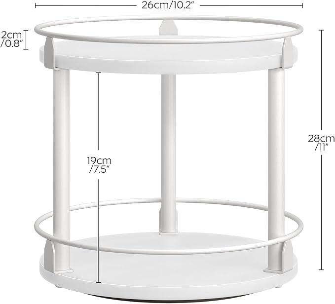 YATINEY Lazy Susan Organizer, Rotating Spice Rack, 2 Tier Spice Turntable Organizer, Industrial Turntable Spice Holder, for Kitchen Countertop, Compact and Versatile, White SR22WW - Image 8