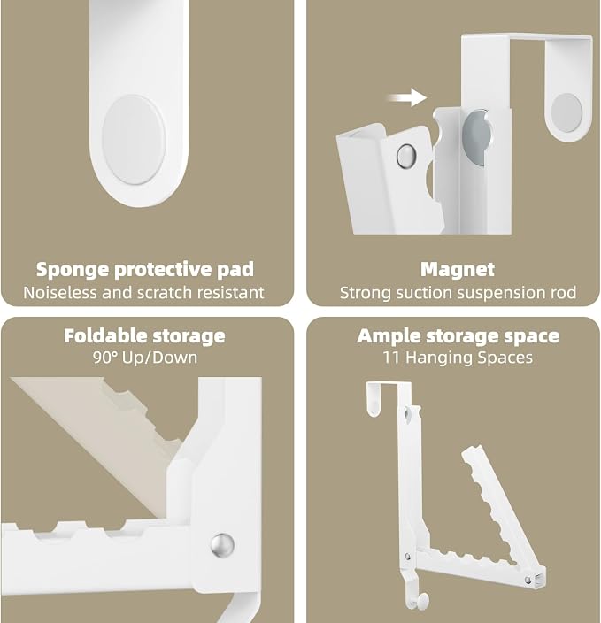 Over The Door Hanger Folding Clothes Drying Rack, Double Fold Hanging Door Hooks Coat Rack with Hooks for Indoor Laundry Room Compact Small Space Foldable Portable Door Hanger Hook Collapsible- 1 Pack - Image 5