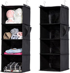 2 Packs Hanging Closet Organizer, 4-Shelf Closet Organizers and Storage with Side Pockets, Collapsible Hanging Shelves for Closet & RV & College Dorm,Black by WelcometoYRCBEHFU